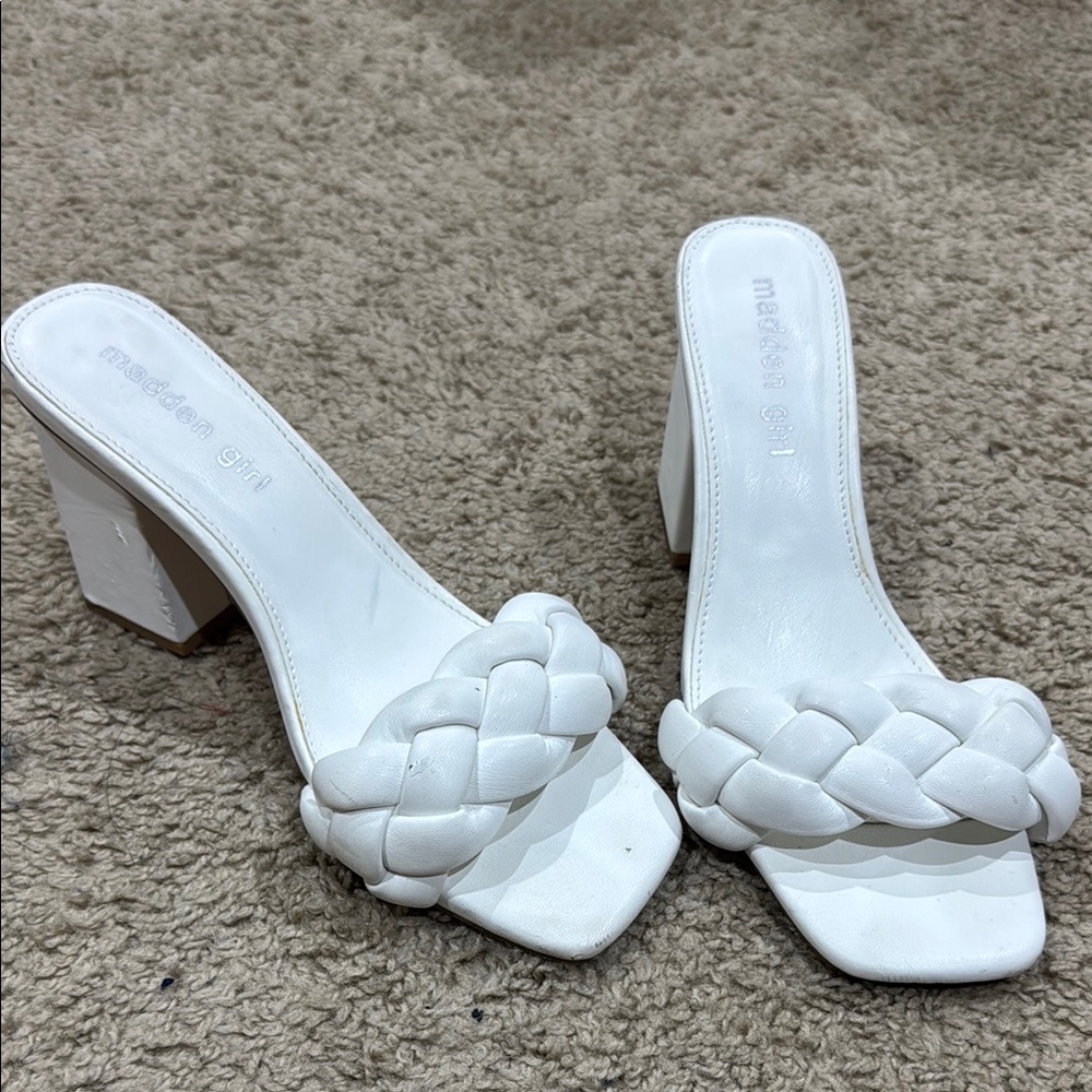 Madden Girl White Braided Slide Heel